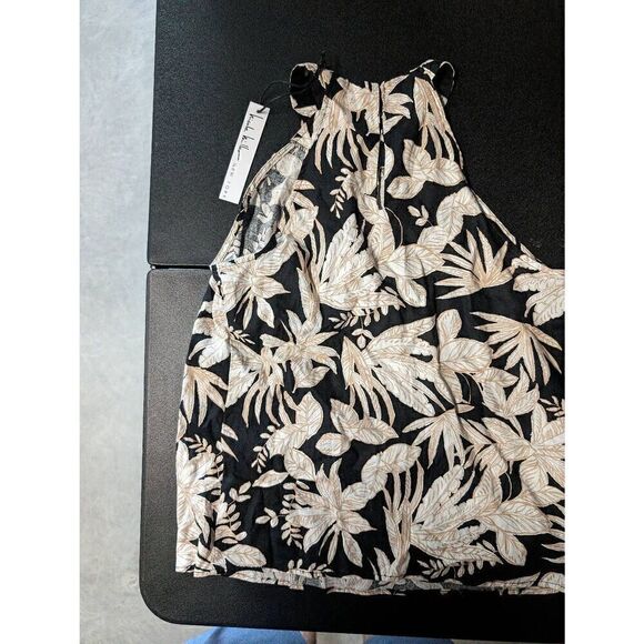 NWT Nicole Miller Halter Top Black Linen Women's Small - Picture 2 of 5